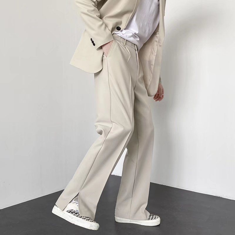 Korean Men Formal Wear - Cinza cáqui preto terno calças masculinas