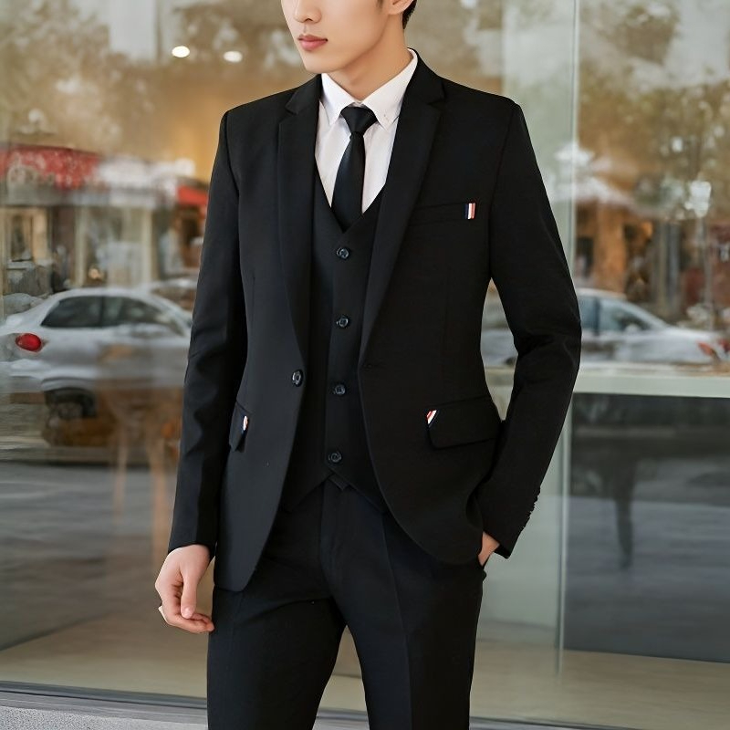 Korean Men Formal Wear - Conjunto de Terno Slim Fit Masculino