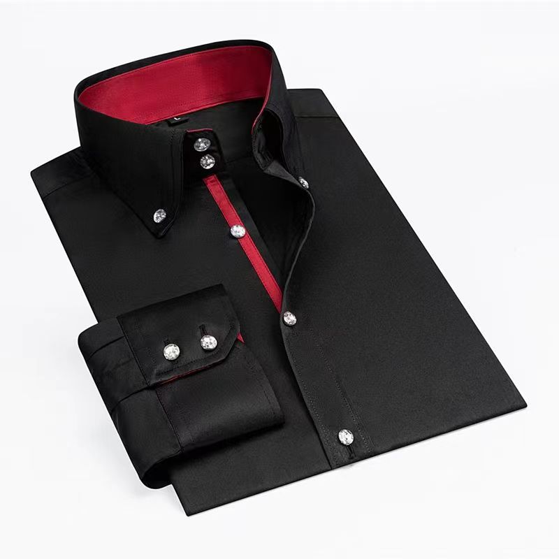 Korean Men Formal Wear - Homens designer vestido camisa botão-para baixo