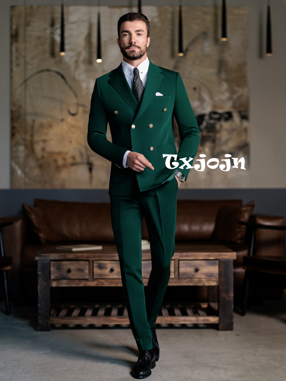Men Formal Wear Green - Ternos Slim Fit Verdes para Homens,