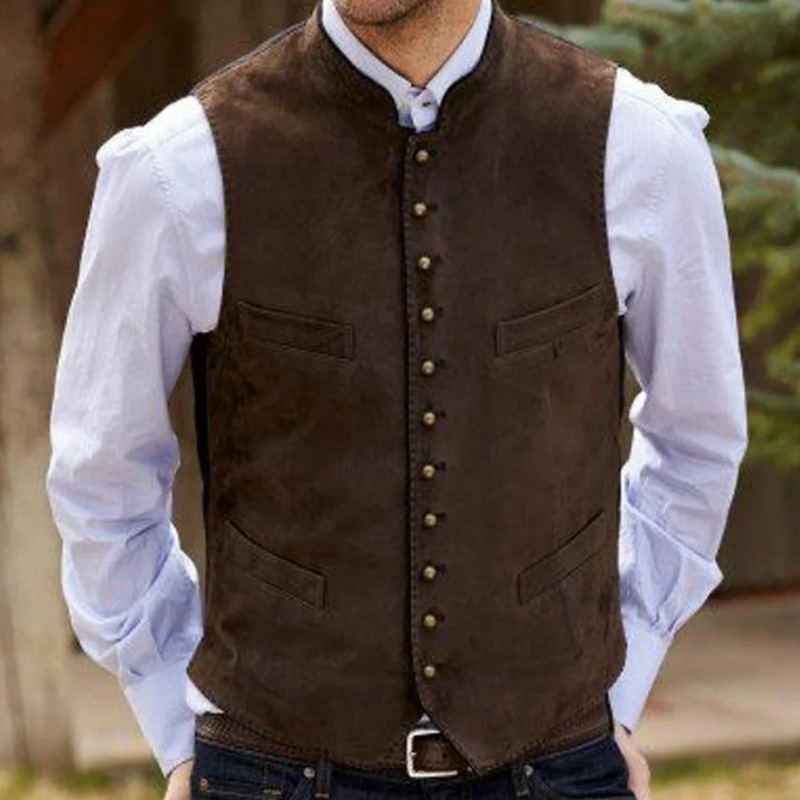 Men Formal Wear Vest - Colete masculino de veludo camurça café