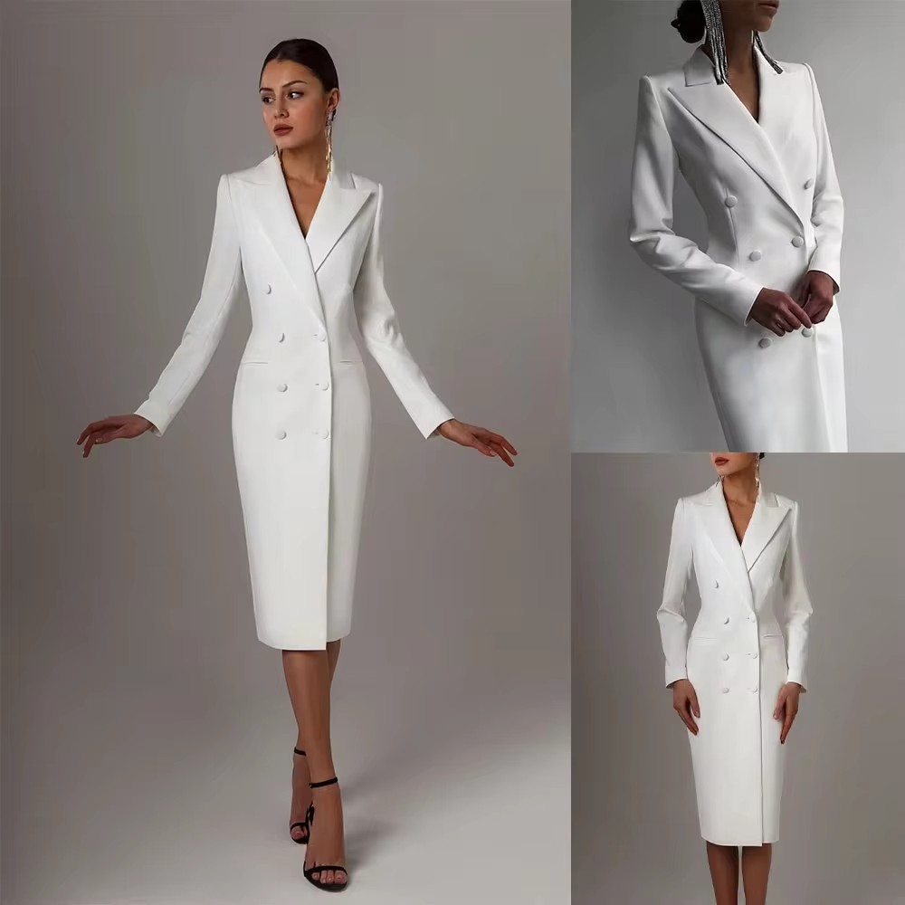 Men Formal Wear Wedding Guest - Ternos longos brancos femininos, trespassado duplo,