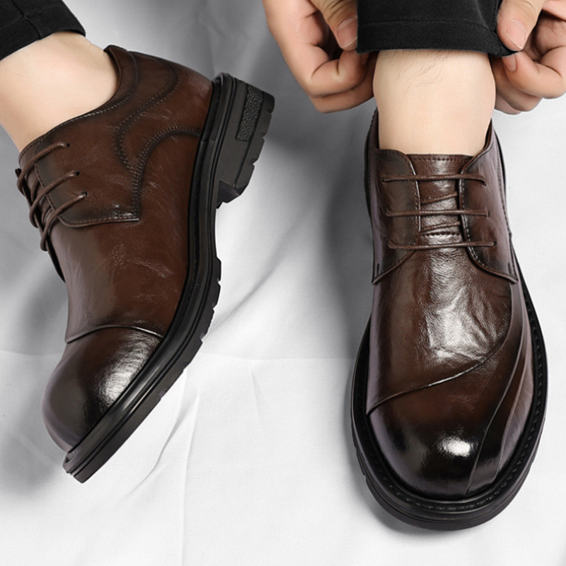 Men Formal Wear Fashion - Sapatos de Couro Genuíno Marrom Envelhecido