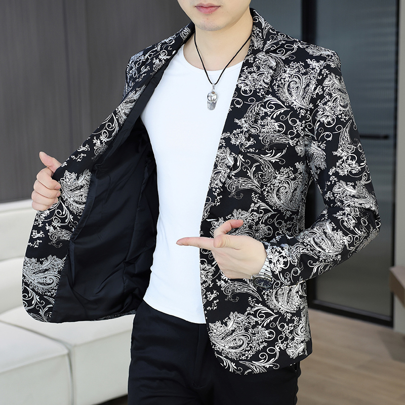 Korean Men Formal Wear - Blazer Masculino Dourado para Uso Externo,