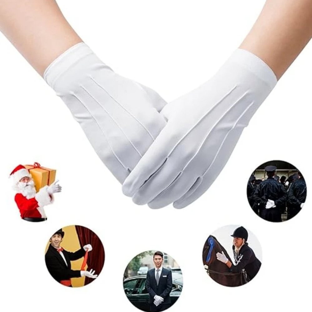 Formal Wear Gloves Men - 1/2 Pares de Luvas Brancas de