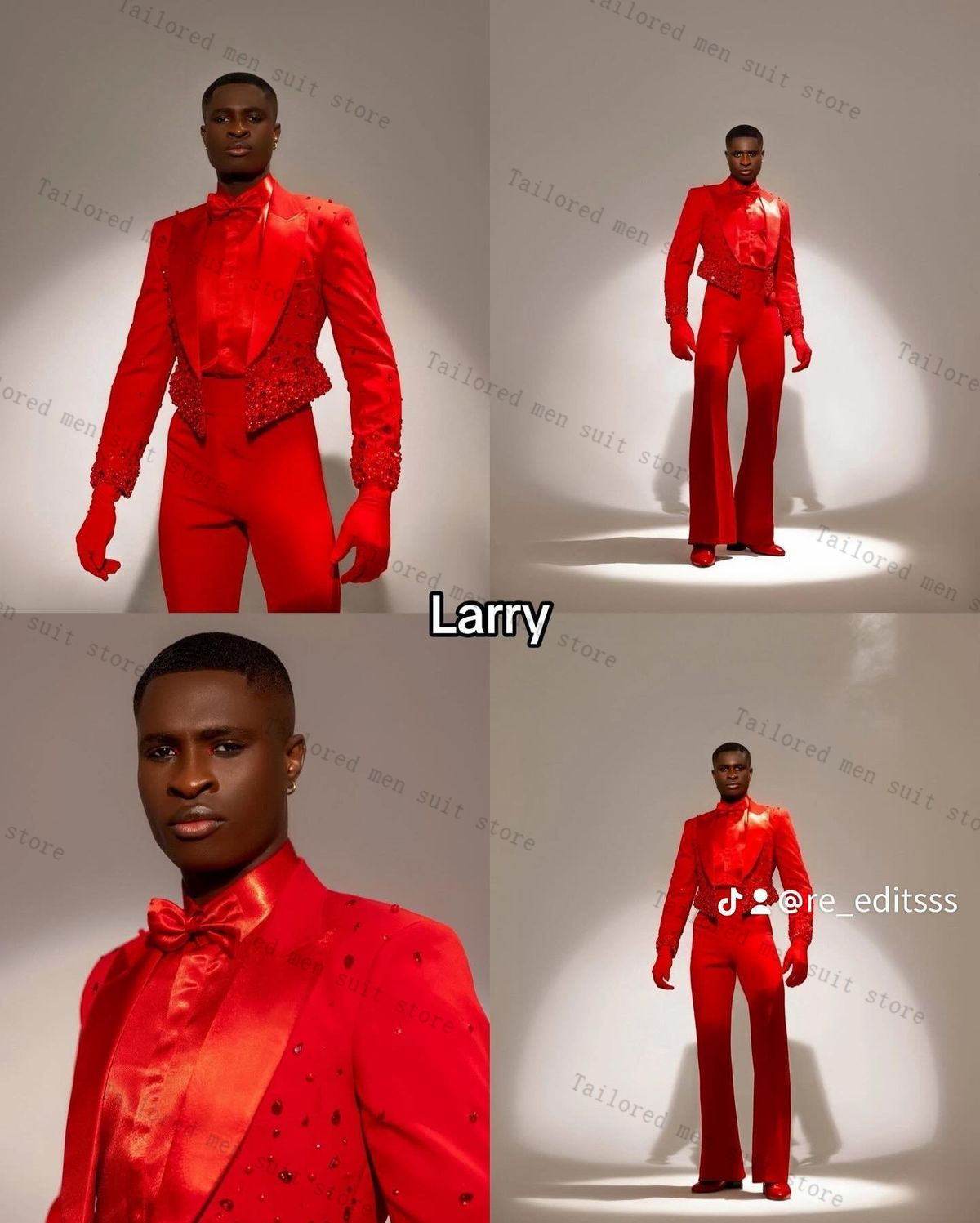 Men Formal Wear Wedding Guest - Cristais vermelhos conjunto de ternos masculinos