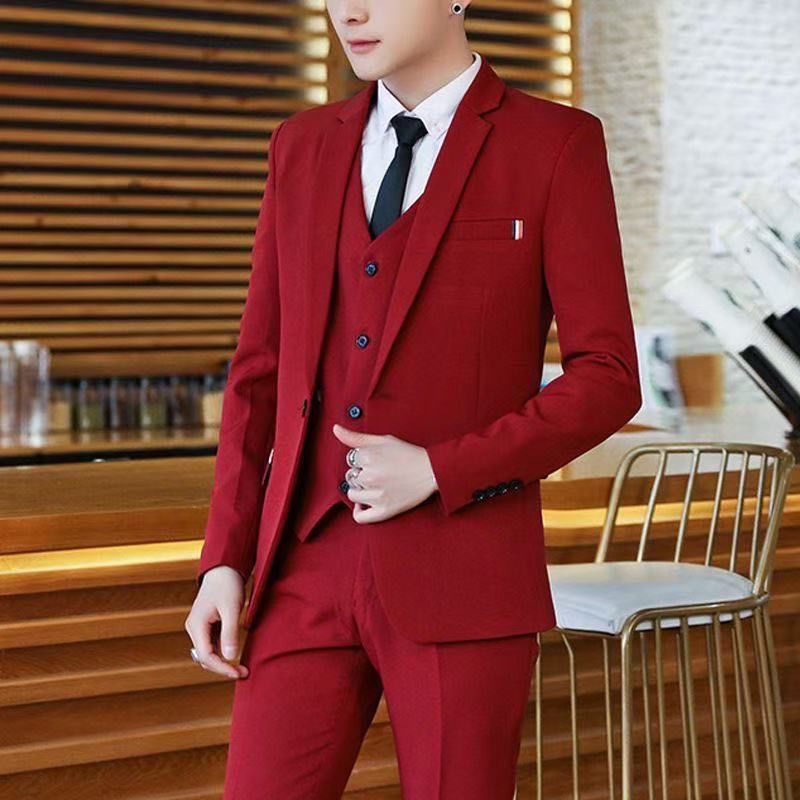 Conjunto de Terno Slim Fit Mas - Korean Men Formal Wear avaliação e preço