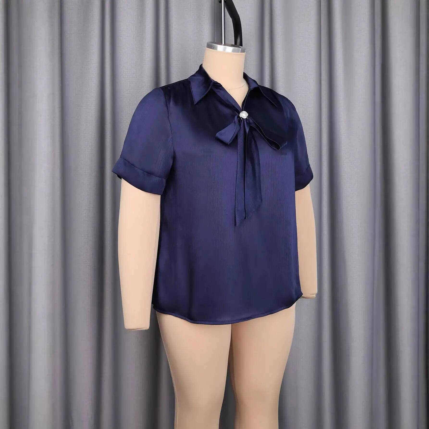 Blusa feminina plus size de ce - Satin Bow Tie avaliação e preço