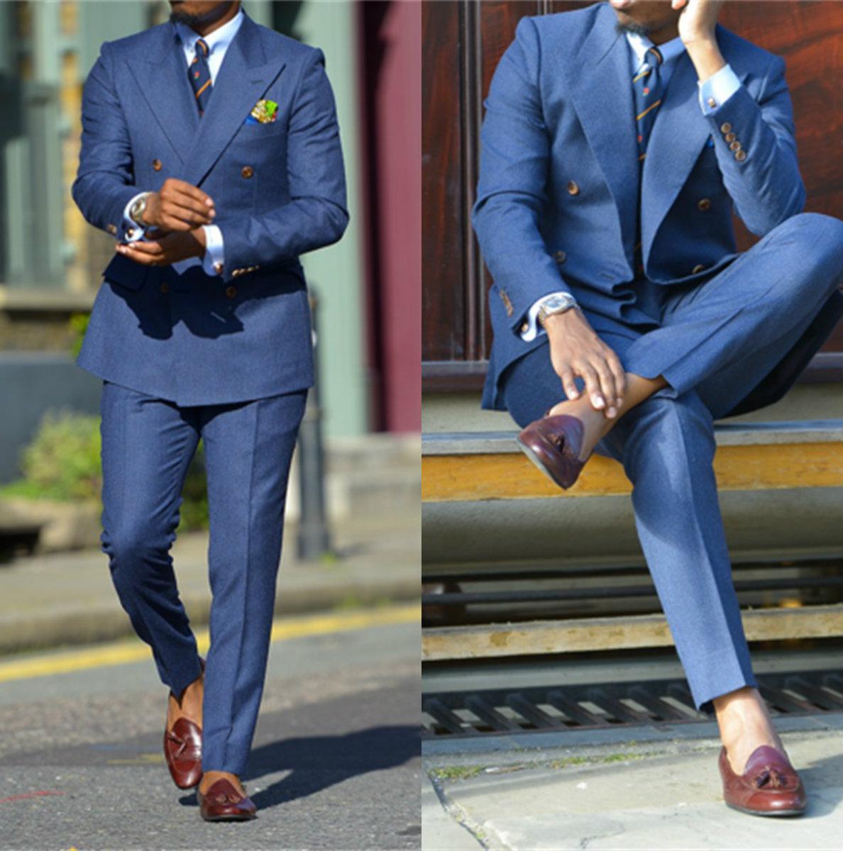 Fatos formais azuis escuros ma - Men Formal Wear For Wedding avaliação e preço