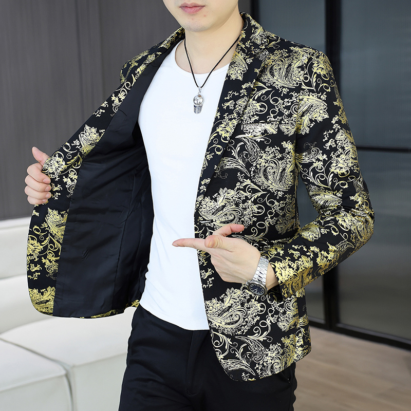 Blazer Masculino Dourado para  - Korean Men Formal Wear avaliação e preço