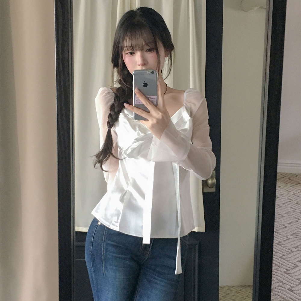 Blusa Feminina Elegante de Chi - Satin Bow Tie avaliação e preço