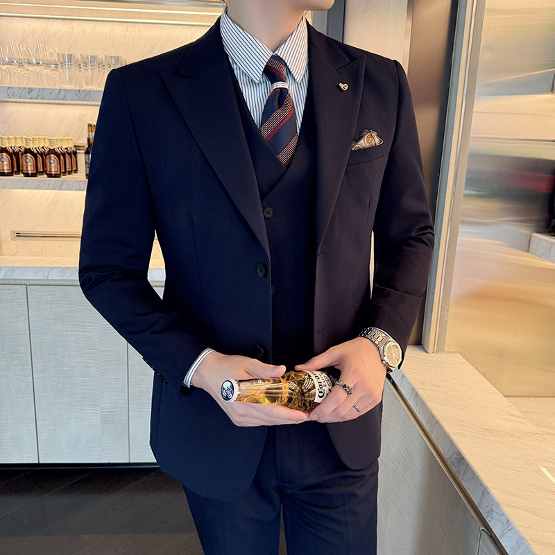 Slim-fit conjunto de três peça - Korean Men Formal Wear avaliação e preço