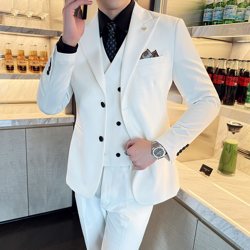 Slim-fit conjunto de três peça - Korean Men Formal Wear avaliação e preço