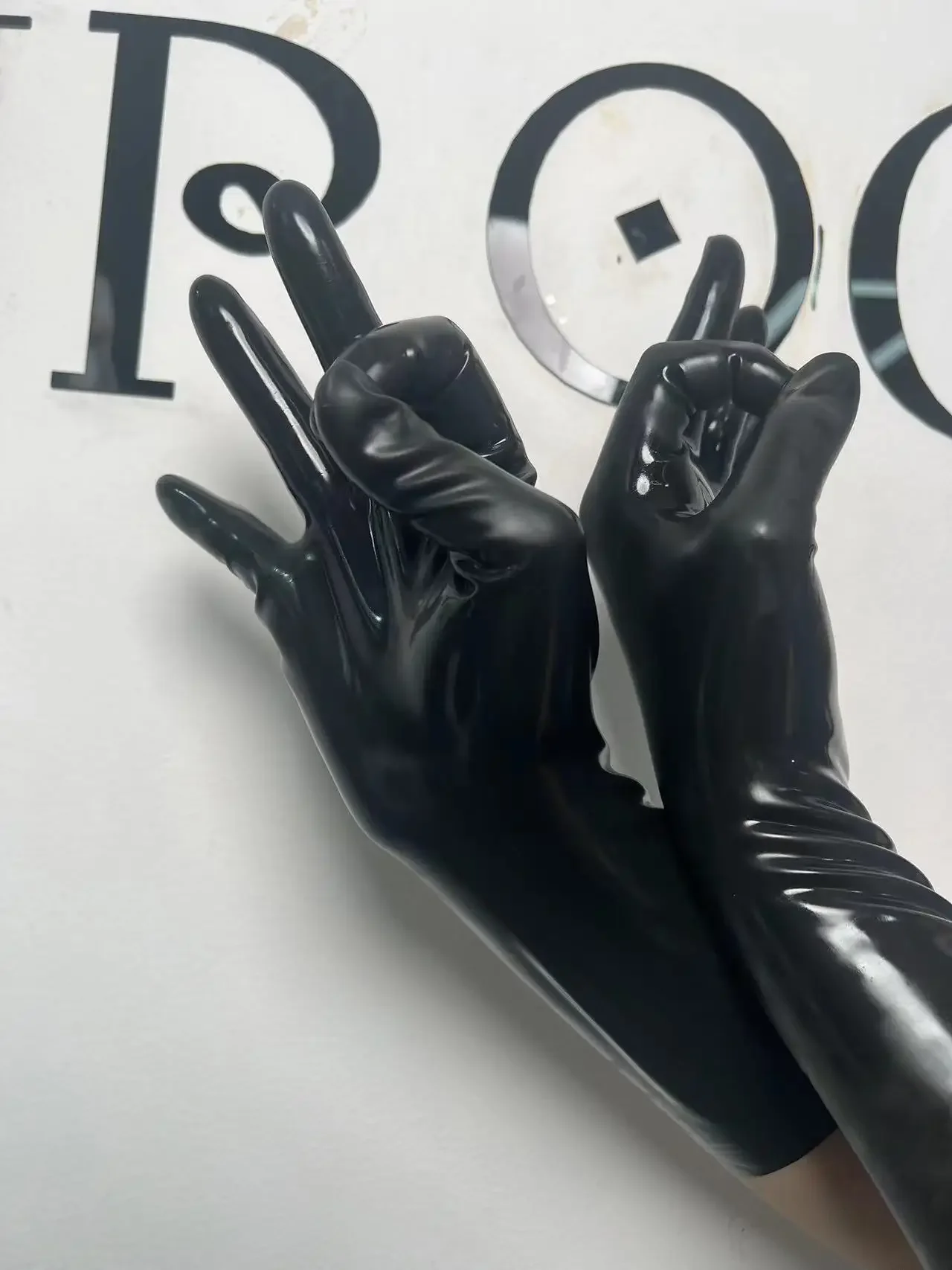 Látex fetiche homem luvas capu - Formal Wear Gloves Men avaliação e preço