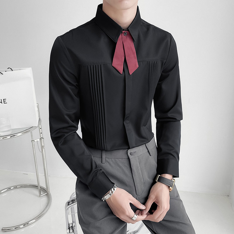 Homens de luxo camisa de festa - Korean Men Formal Wear avaliação e preço
