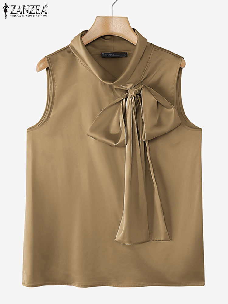 Zanzea blusas elegantes com gr - Satin Bow Tie avaliação e preço