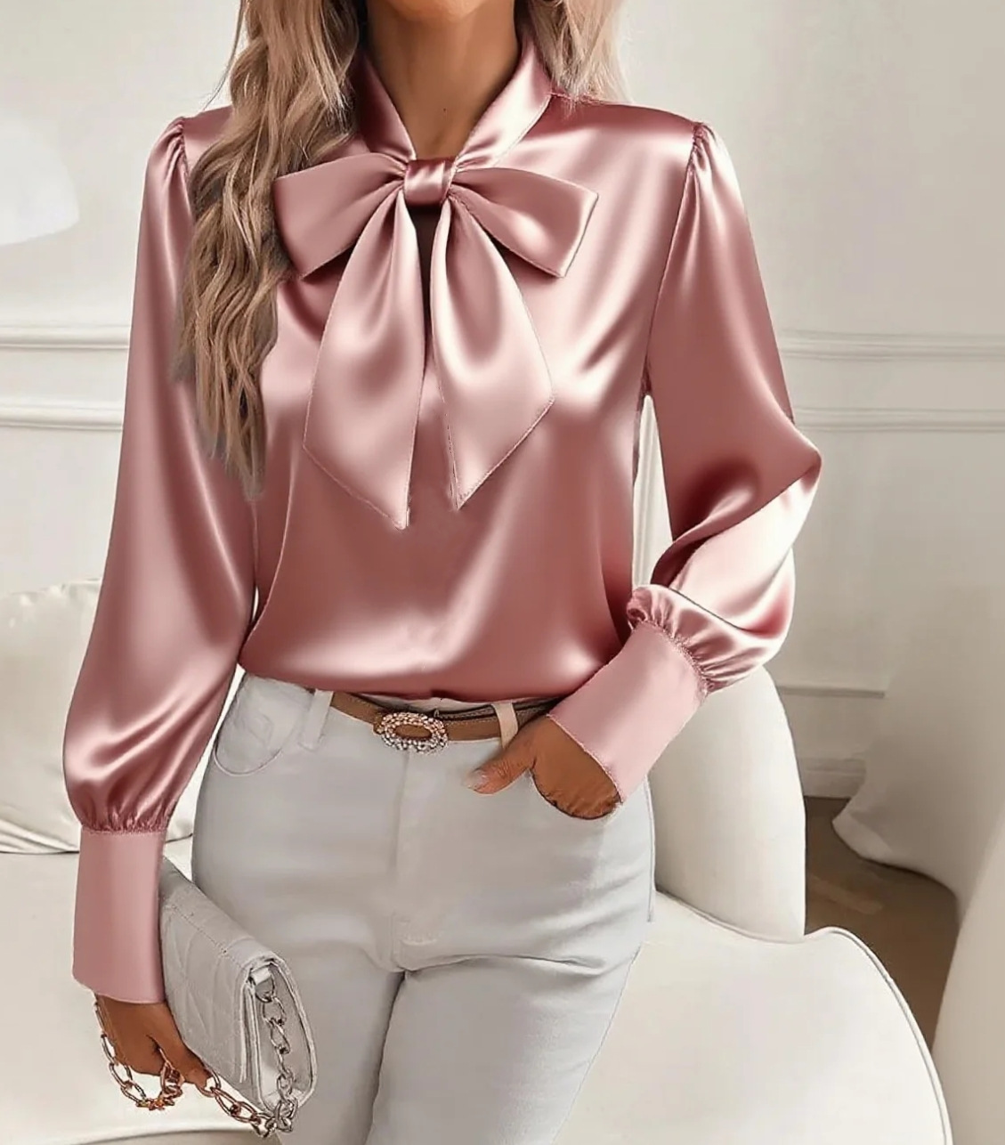 Blusa de Cetim com Laço no Pes - Satin Bow Tie avaliação e preço