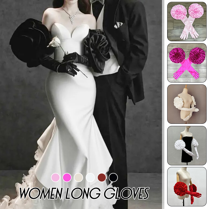 3d grande flor luvas longas pe - Formal Wear Gloves Men avaliação e preço