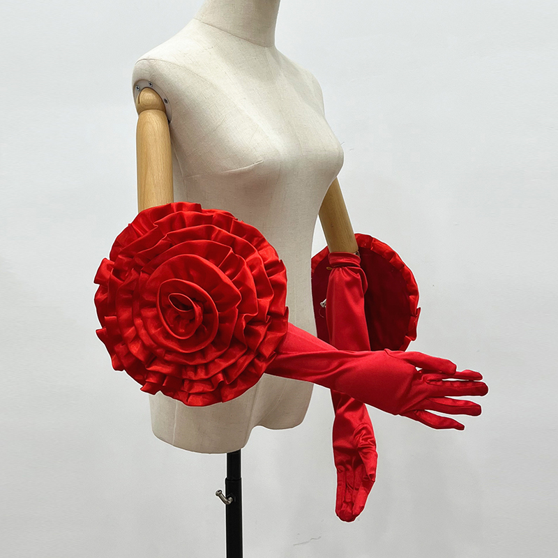 3d grande flor luvas longas pe - Formal Wear Gloves Men avaliação e preço