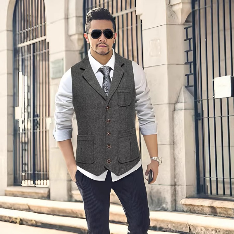 Colete Masculino de Tweed Espi - Men'S Formal Wear No Suit avaliação e preço