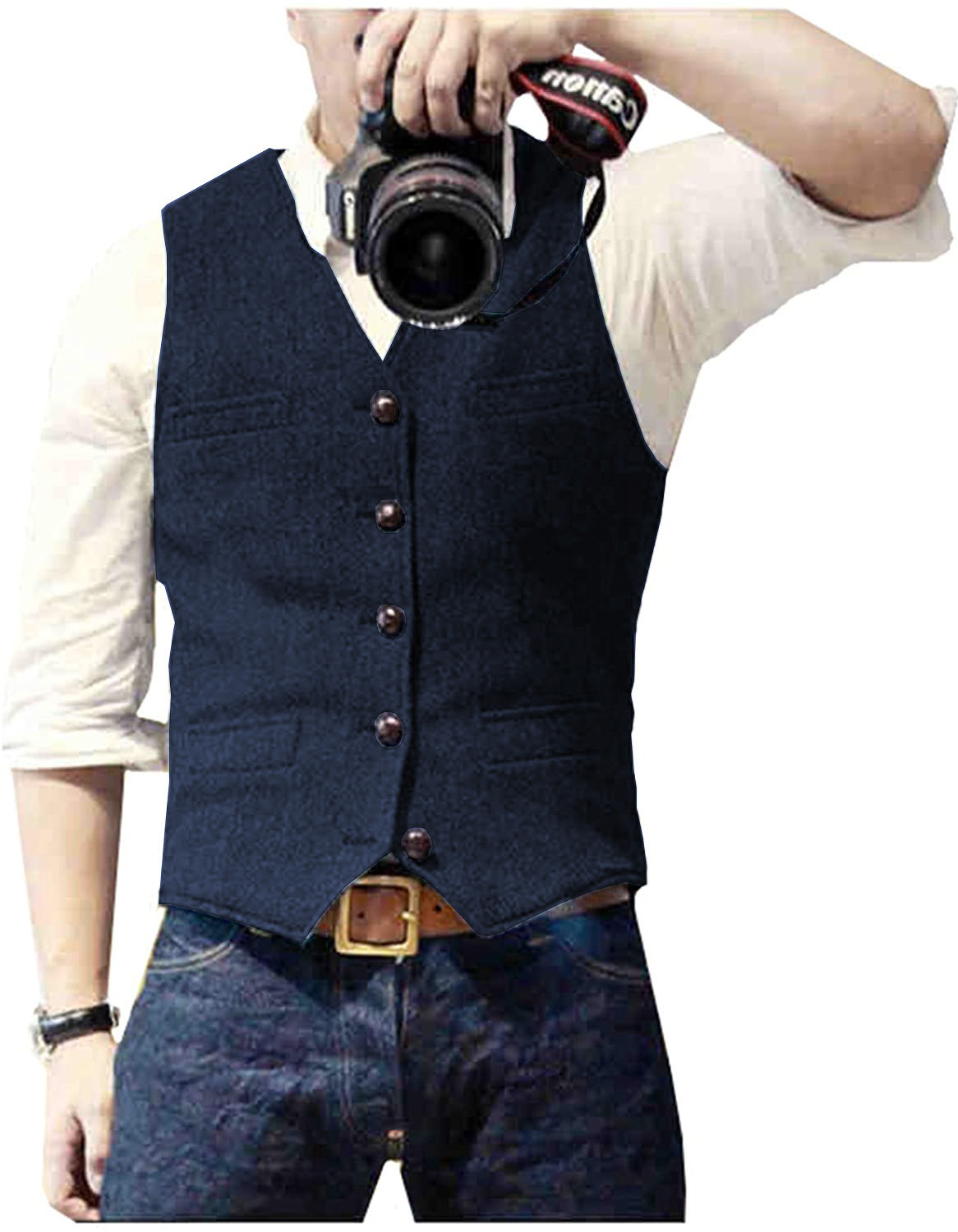 Colete Masculino de Lã Tweed E - Men Formal Wear Vest avaliação e preço