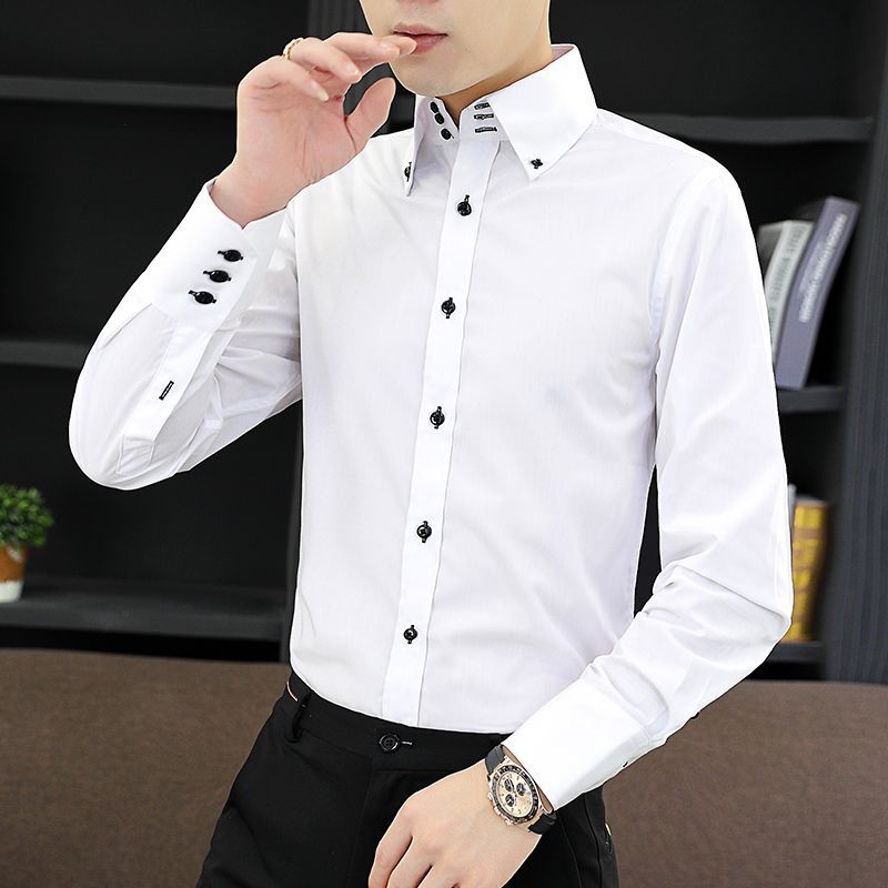 Primavera outono camisa execut - Korean Men Formal Wear avaliação e preço
