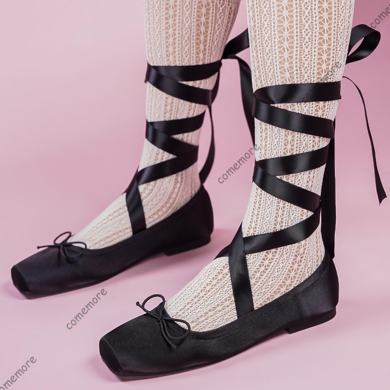 Sapatilhas femininas de cetim  - Satin Bow Tie avaliação e preço