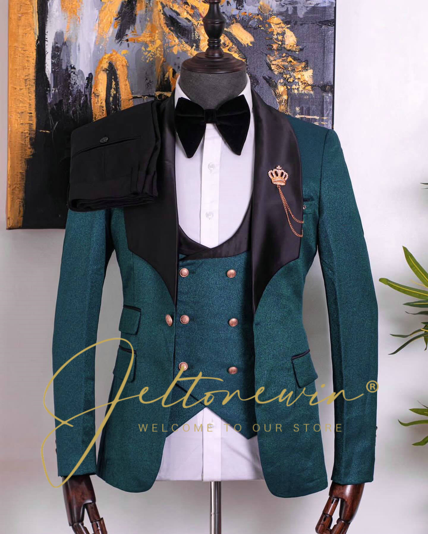 Conjunto de terno smoking verd - Men Formal Wear Green avaliação e preço
